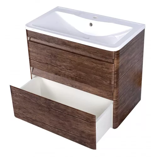 Тумба подвесная с раковиной Style Line  Атлантика, Выбрать цвет: Старое дерево, Выбрать размер: 80, изображение 6