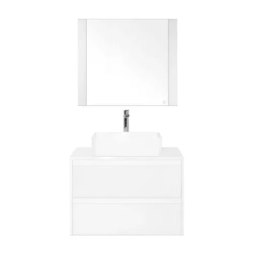 Тумба подвесная с раковиной Style Line Монако (2 ящ.), Гамма 56, Осина бел /бел лакобель, PLUS, Выбрать цвет: Белый, Выбрать размер: 80, изображение 2