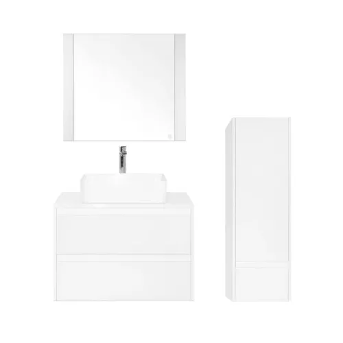 Тумба подвесная с раковиной Style Line Монако (2 ящ.), Гамма 56, Осина бел /бел лакобель, PLUS, Выбрать цвет: Белый, Выбрать размер: 80, изображение 3