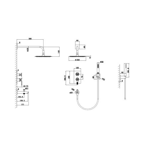 Bronze De Luxe 1760'S LOFT Душевой комплект встраиваемый, Выбрать цвет: Матовый хром, изображение 2