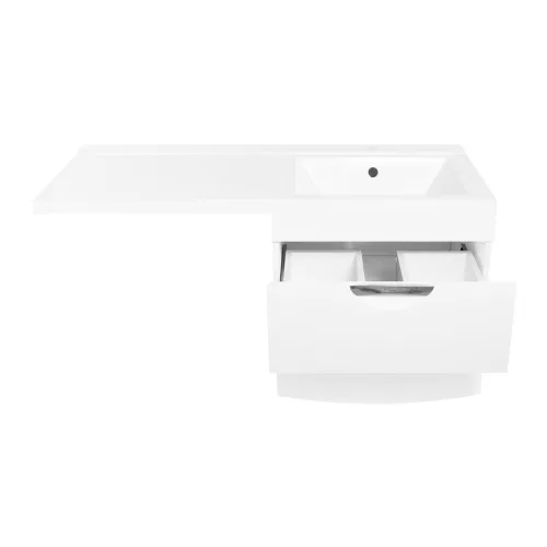 Тумба подвесная Style Line Жасмин 2 60 Люкс белая, PLUS (2 ящ.) с раковиной Даллас 120 L/R, Ориентация: правая, изображение 5
