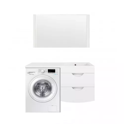 Тумба подвесная Style Line Жасмин 2 60 Люкс белая, PLUS (2 ящ.) с раковиной Даллас 120 L/R, Ориентация: правая, изображение 4