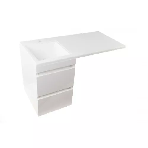 Тумба подвесная Style Line с раковиной  Даллас Люкс белая, PLUS, Выбрать размер: 100, изображение 4