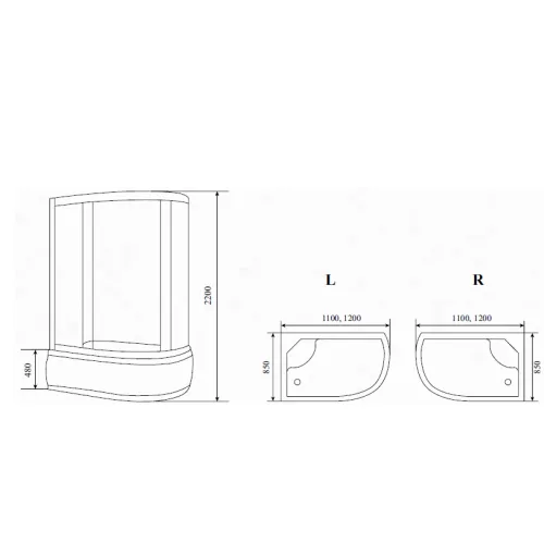 Душевая кабина асимметричная Timo STANDART T-5520 L/R высокий поддон, Цвет стекла: матовое, Выбрать цвет: Хром, Выбрать размер: 120x85, Ориентация: Левая, Комплектация: без гидромассажа, изображение 7