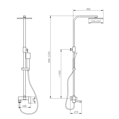 Душевая стойка ABBER Daheim AF8216, Выбрать цвет: Черный матовый, Регулируемая высота: 900-1250, изображение 4