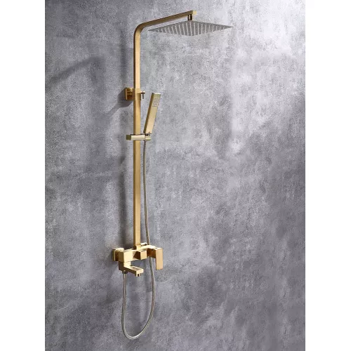 Душевая стойка ABBER Daheim AF8216, Выбрать цвет: Матовое золото, Регулируемая высота: 900-1250, изображение 2