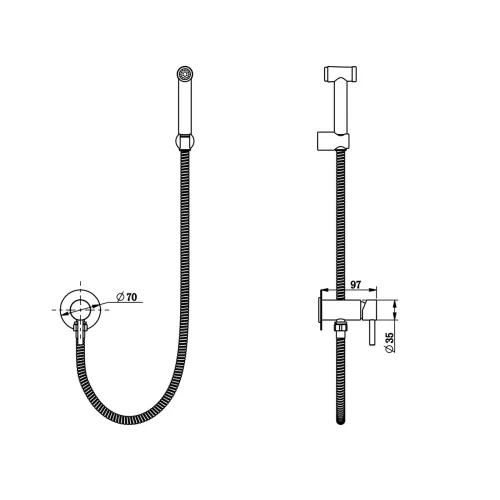 Bronze De Luxe SCANDI Комплект гигиенического душа встраиваемый, Выбрать цвет: Черный матовый, изображение 2