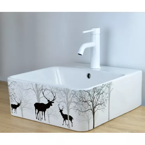 Смеситель однорычажный на раковину Bronze De Luxe, Выбрать цвет: Белый, изображение 4