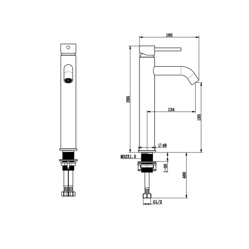 Смеситель на раковину высокий Bronze De Luxe, Выбрать цвет: Бронза, изображение 3