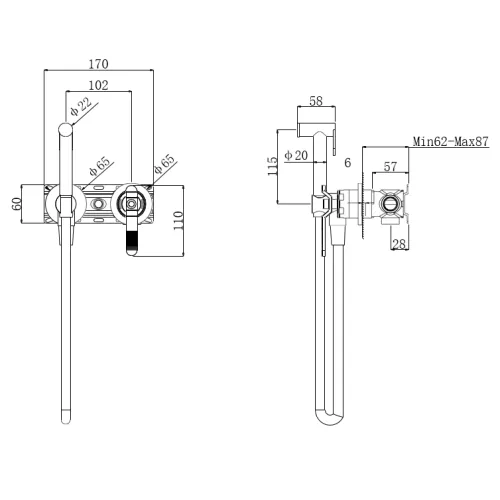 Гигиенический душ (комплект) Bronze De Luxe, Выбрать цвет: Матовый черный, изображение 2