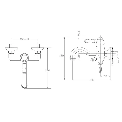 Bronze De Luxe Смеситель для ванной, изображение 2
