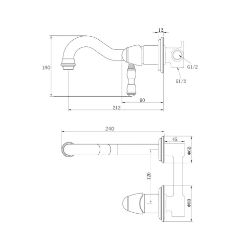 Bronze De Luxe Смеситель настенный для раковины, Выбрать цвет: Хром, изображение 3
