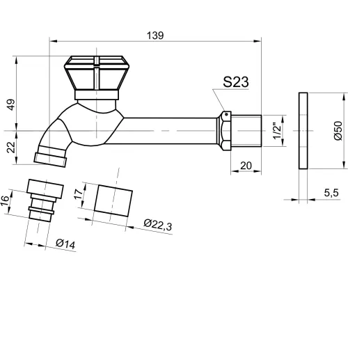 Bronze De Luxe Сливной кран (насадка-расекатель), изображение 2