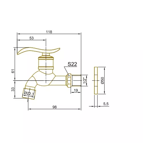 Bronze De Luxe Сливной кран (насадка-расекатель), изображение 2
