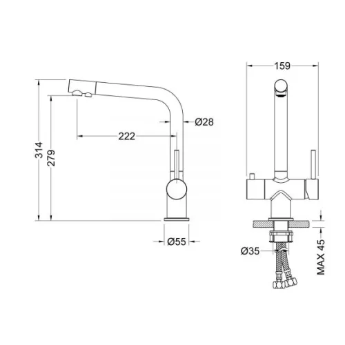 Смеситель для кухни с подключением фильтра Timo Saona 2396/17F золото матовое, изображение 3