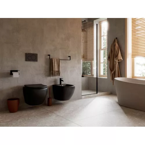 Подвесной унитаз Ceramica Nova Metropol Rimless CN4002, Выбрать цвет: Черный матовый, изображение 11