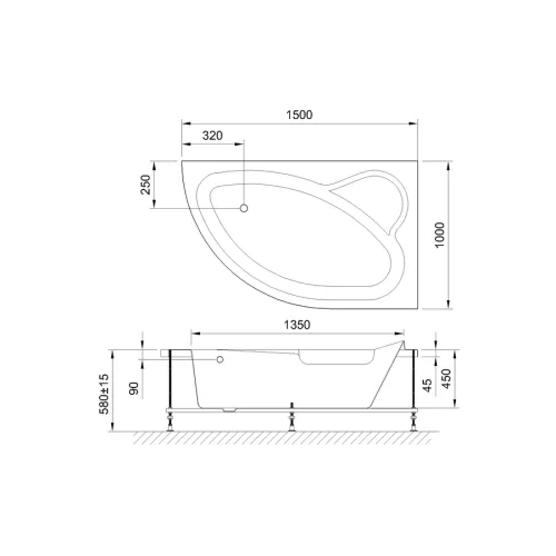 Акриловая ванна Royal Bath  ALPINE, Выбрать размер: 150x100, Ориентация: правая, изображение 4