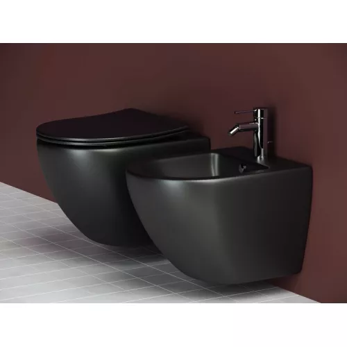 Подвесной унитаз Ceramica Nova Metropol Rimless CN4002, Выбрать цвет: Черный матовый, изображение 9