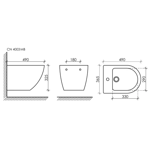 Подвесное биде Ceramica Nova Metropol CN4003, Выбрать цвет: Черный матовый, изображение 13