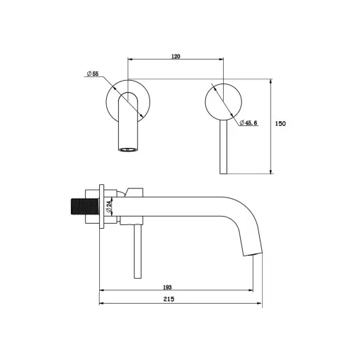 Смеситель настенный для раковины Bronze De Luxe, Выбрать цвет: Бронза, изображение 2