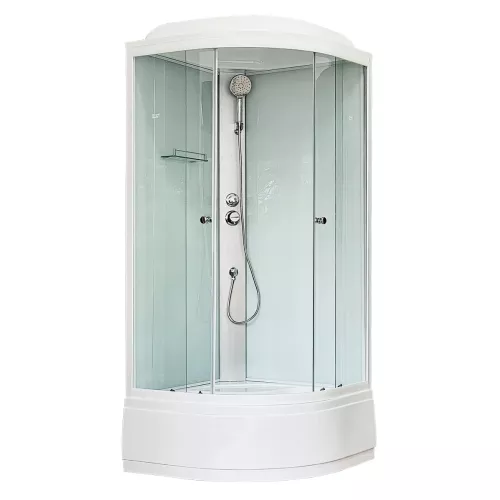 Душевая кабина Royal Bath  RB90CK5-WT, прозрачное/хром, Цвет стекла: прозрачное, Цвет профиля: Хром, Выбрать цвет: Белый, Тип поддона: Средний, Выбрать размер: 90x90