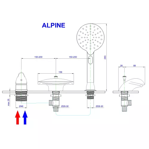 Смеситель на борт ванны Royal Bath  Alpine, изображение 2