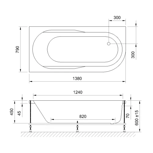 Гидромассажная ванна Royal Bath  AZUR STANDART, Выбрать размер: 140x80, Ориентация: левая, изображение 2
