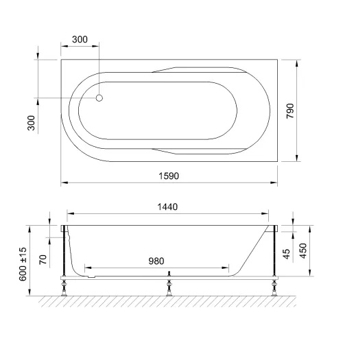 Гидромассажная ванна Royal Bath  AZUR DE LUXE, Выбрать размер: 160x80, Ориентация: правая, изображение 2