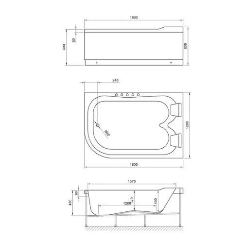 Гидромассажная ванна Royal Bath  NORWAY DE LUXE, Ориентация: правая, изображение 2