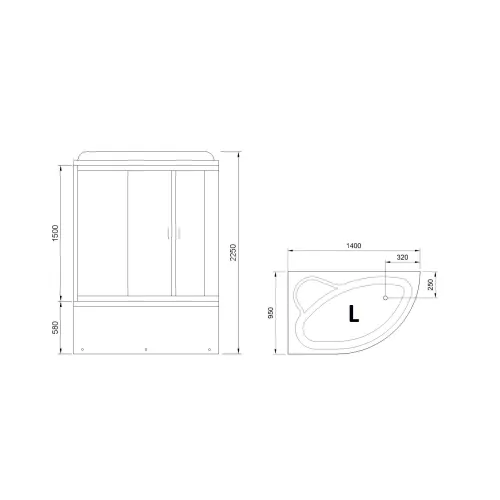 Душевая кабина Royal Bath  RB 140/150/170ALP-C , L/R, матовое/белый, Цвет стекла: матовое, Цвет профиля: Белый, Тип поддона: Высокий, Выбрать размер: 140x95, Ориентация: левая, изображение 3