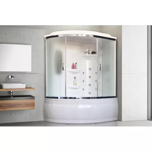 Душевая кабина Royal Bath  RB 150ALP/170ALP, Цвет стекла: матовое, Цвет профиля: Хром, Тип поддона: Высокий, Выбрать размер: 150x100, Ориентация: правая, изображение 2