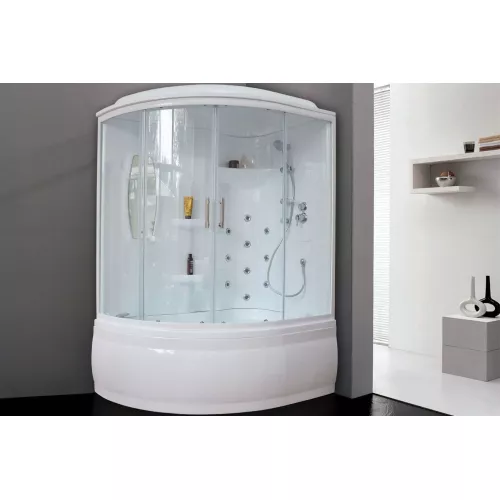Душевая кабина Royal Bath  RB 140/150/170ALP, Цвет стекла: прозрачное, Цвет профиля: Белый, Тип поддона: Высокий, Выбрать размер: 170x100, Ориентация: правая, изображение 2