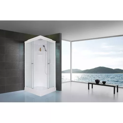 Душевая кабина Royal Bath  RB80HP, Цвет стекла: матовое, Цвет профиля: Белый, Тип поддона: Низкий, Выбрать размер: 80x80, Внешний вид: без гидромассажа, изображение 2