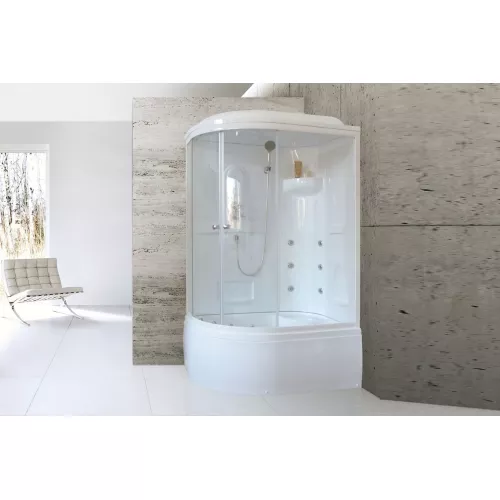 Душевая кабина Royal Bath  RB8120BK2 M/T , L/R 120*80, Зона релакса: С гидромассажем, Цвет задней стенки: Белый , Исполнение полотна двери: прозрачное, Ориентация: правая, изображение 2