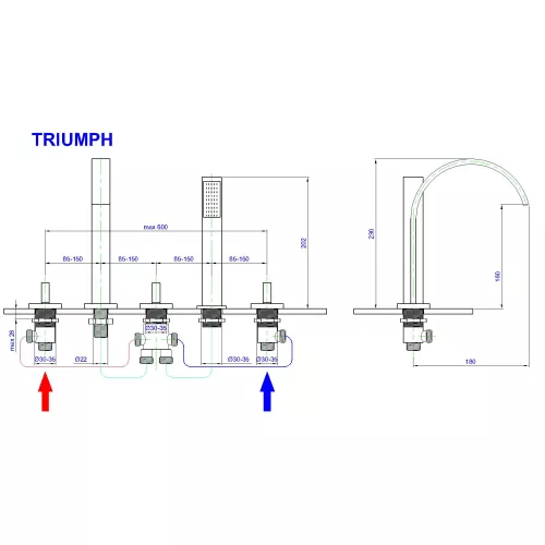Смеситель на борт ванны Royal Bath  Triumph, изображение 3
