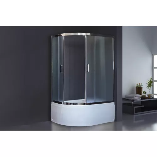 Душевой угол Royal Bath RB 8120BK ассиметричный, Цвет стекла: матовое, Цвет профиля: Хром, Ориентация: правая, изображение 2