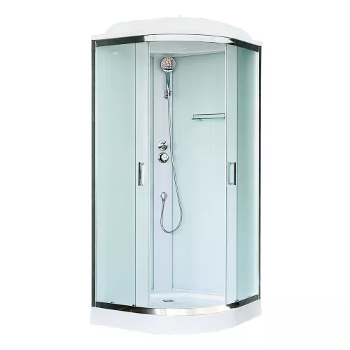 Душевая кабина Royal Bath RB90HK5-WC-CH, рифленое/хром, Цвет стекла: матовое, Цвет профиля: Хром, Выбрать цвет: Белый, Тип поддона: Низкий, Выбрать размер: 90x90