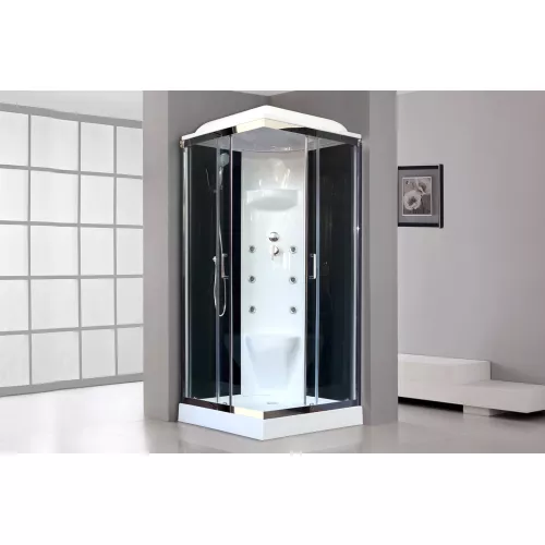 Душевая кабина Royal Bath  RB 80HP6/ 80HP7-BT-CH  80*80, Цвет задней стенки: Черный, Исполнение полотна двери: прозрачное , Зона релакса: С гидромассажем, изображение 2