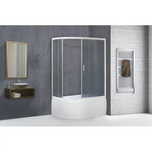 Душевой угол Royal Bath RB 8120BK ассиметричный, Цвет стекла: матовое, Цвет профиля: Белый, Ориентация: правая, изображение 2