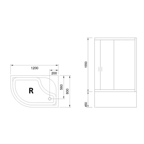 Душевой угол Royal Bath RB 8120BK ассиметричный, Цвет стекла: прозрачное, Цвет профиля: Хром, Ориентация: правая, изображение 6
