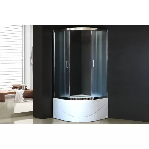 Душевой угол Royal Bath RB BK четверть круга, Цвет стекла: матовое, Цвет профиля: Хром, Выбрать размер: 90x90, изображение 2