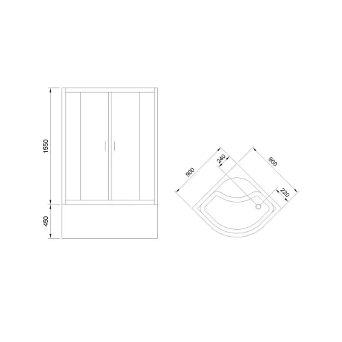 Душевой угол Royal Bath RB BK четверть круга, Цвет стекла: прозрачное, Цвет профиля: Белый, Выбрать размер: 90x90, изображение 8
