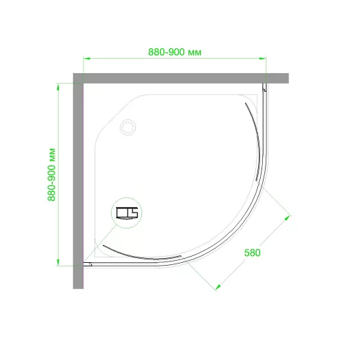 Душевой уголок Royal Bath RB HKD RB HK четверть круга, Высота поддона: Приобретается отдельно, Цвет профиля: Белый, Выбрать размер: 90x90, Цвет стекла: прозрачное, изображение 3
