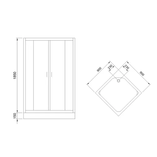 Душевой уголок Royal Bath RB HPD RB HP квадратный, Цвет стекла: прозрачное, Высота поддона: Низкий, Цвет профиля: Белый, Выбрать размер: 90x90, изображение 7