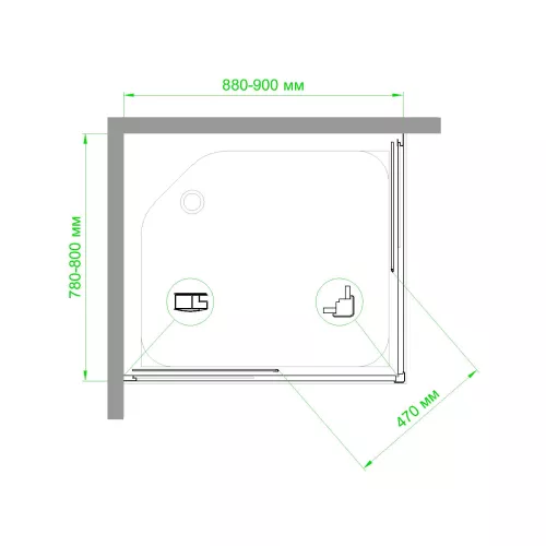 Душевой уголок Royal Bath RB HPD RB HP прямоугольный, Цвет стекла: прозрачное, Высота поддона: Приобретается отдельно, Цвет профиля: Черный, Выбрать размер: 90x80, Ориентация: универсальная, изображение 5