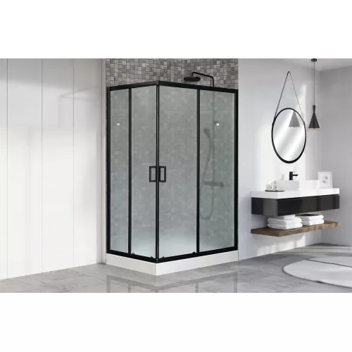 Душевой уголок Royal Bath RB HPD RB HP прямоугольный, Цвет стекла: матовое, Высота поддона: Низкий, Цвет профиля: Черный, Выбрать размер: 120x80, Ориентация: правая, изображение 2