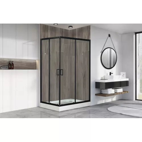 Душевой уголок Royal Bath RB HPD RB HP прямоугольный, Цвет стекла: прозрачное, Высота поддона: Низкий, Цвет профиля: Черный, Выбрать размер: 120x80, Ориентация: правая, изображение 2