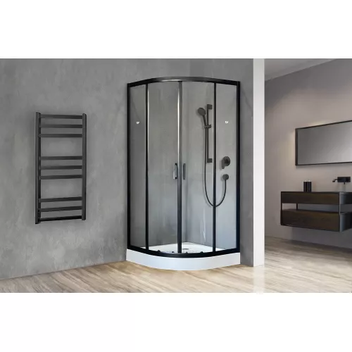 Душевой уголок Royal Bath RB HKD RB HK четверть круга, Высота поддона: Низкий, Цвет профиля: Черный, Выбрать размер: 90x90, Цвет стекла: прозрачное, изображение 2