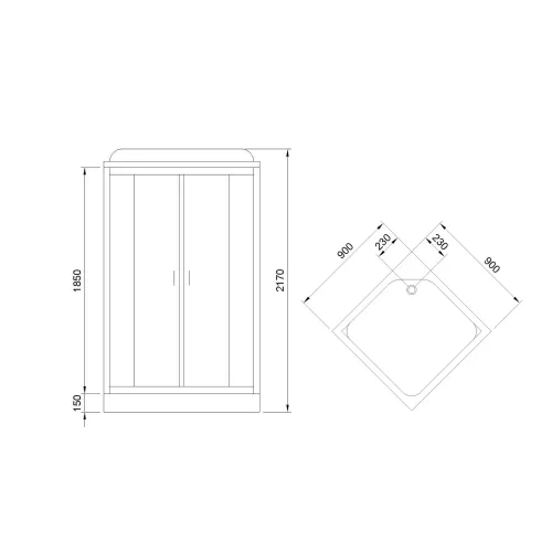 Душевая кабина Royal Bath  RB 90HP  90х90, Цвет задней стенки: Белый, Исполнение полотна двери: матовое, Зона релакса: Без гидромассажа, Исполнение задней стенки: акрил, изображение 3