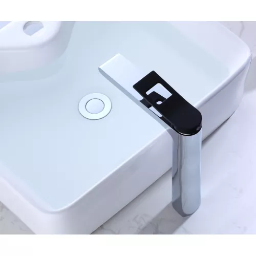 Высокий смеситель на раковину Bronze De Luxe, Выбрать цвет: Хром/черный, изображение 4